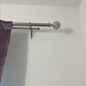 [ballard] double rod drapery kit polished nickel with marble finials